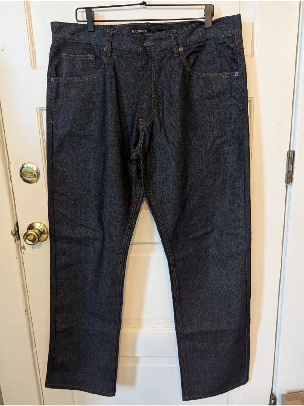 Rocawear Unisex Dark Indigo Denim Jeans Sz 36 Straight Leg Loose-fit Streetwear